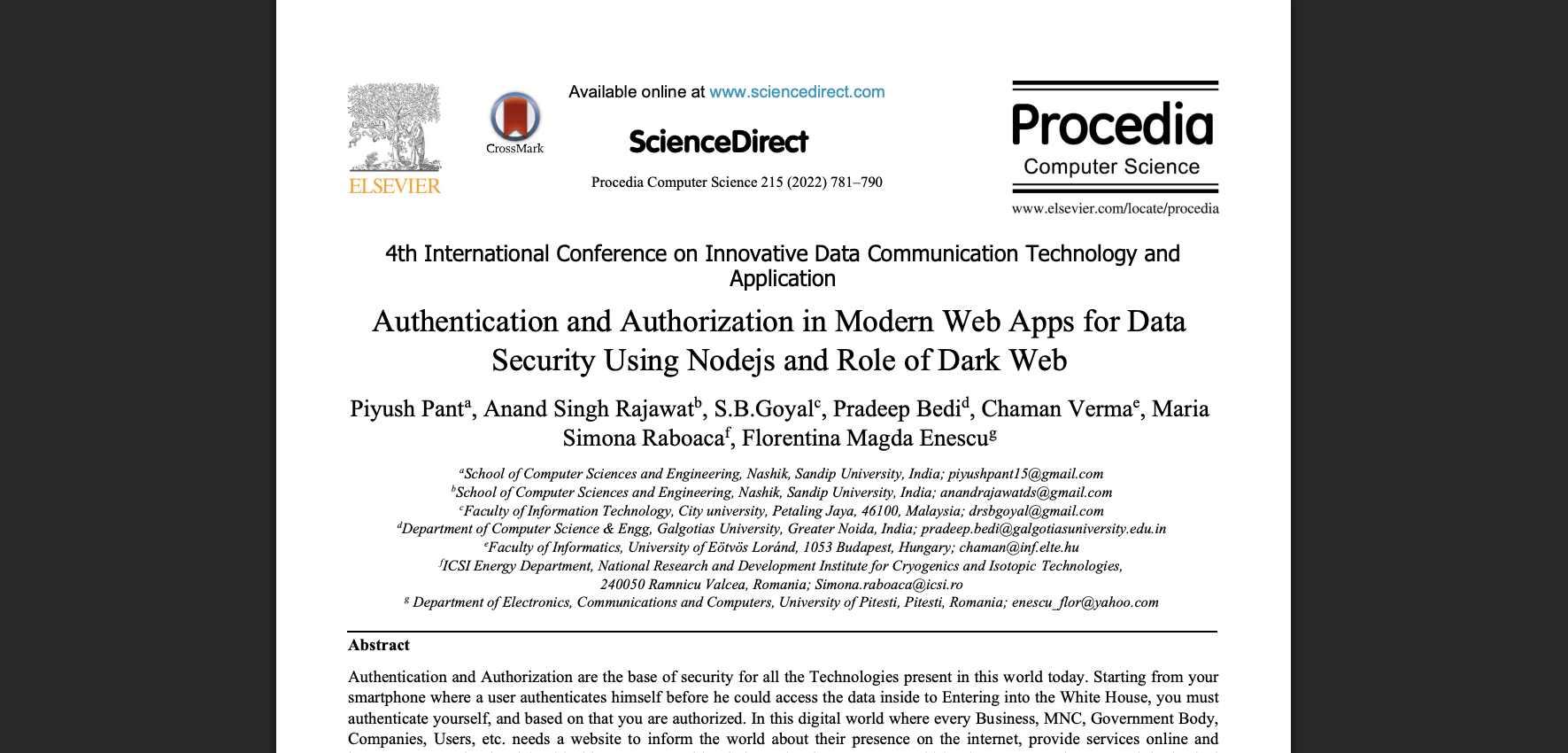 Authentication and Authorization in Modern Web Apps for Data Security using Nodejs and Role of Dark Web